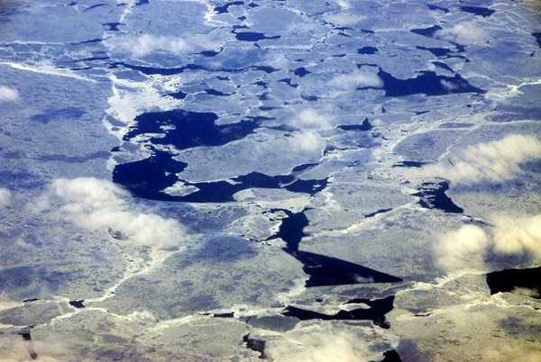 Mostly-frozen Gulf of St. Laurence, Canada