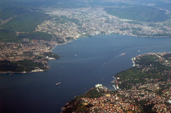 Bosphorus at Tarabya with Beykoz and Uskudar on the Asian side