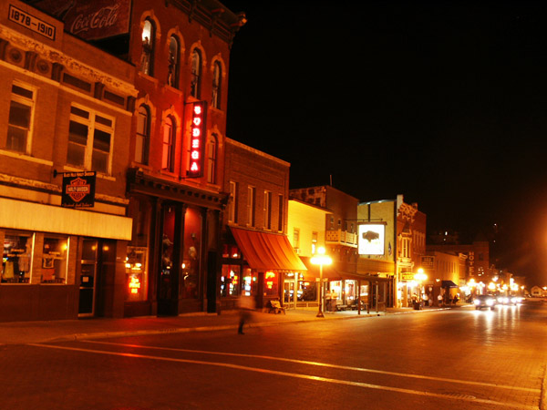 Main Street, Deadwood, South Dakota at night