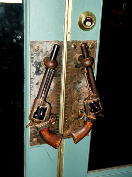 Revolvers as door handles, Deadwood, SD