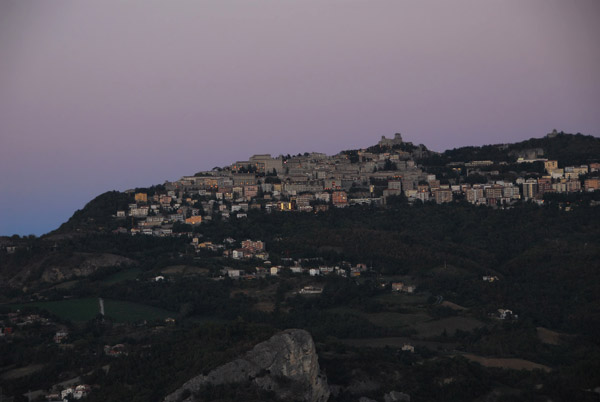 City of San Marino at dusk, Monte Titano
