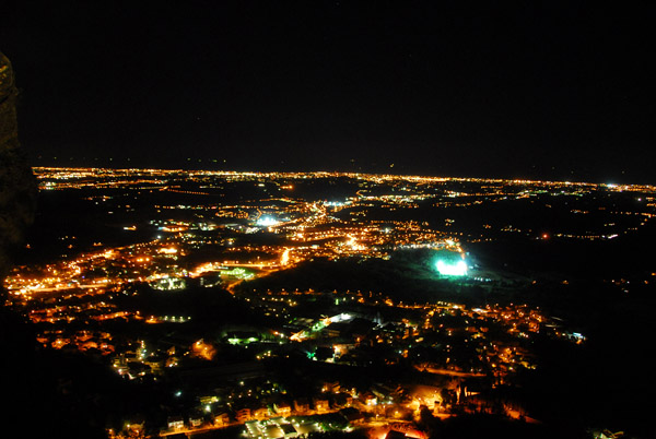 Night view from Monte Titano to the Adriatic coast, night
