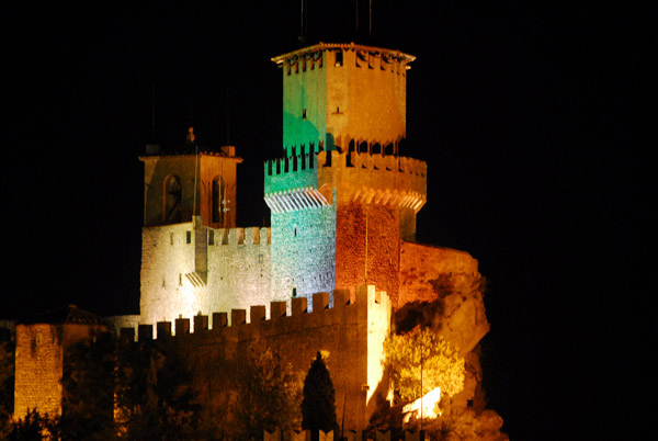 Castello della Guaita, San Marino, night
