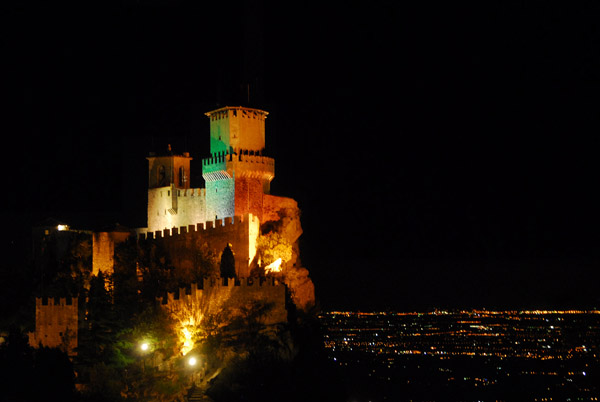 Castello della Guaita, San Marino, night