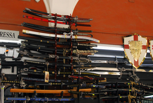 Samurai swords are popular in the touristy shops of San Marino