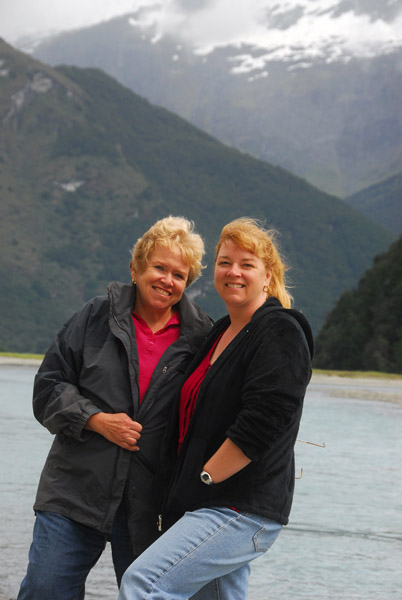 Mom and Deb, Matukiuki River, Mt Aspiring National Park