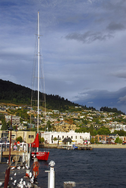 Racing yacht tied up at Queenstown