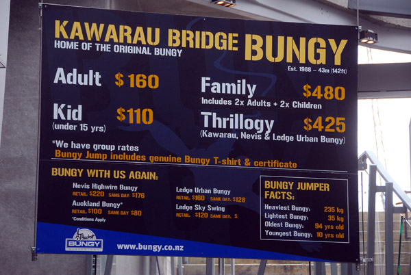 It's expensive to jump off a bridge NZ$160 for 8 seconds of terror