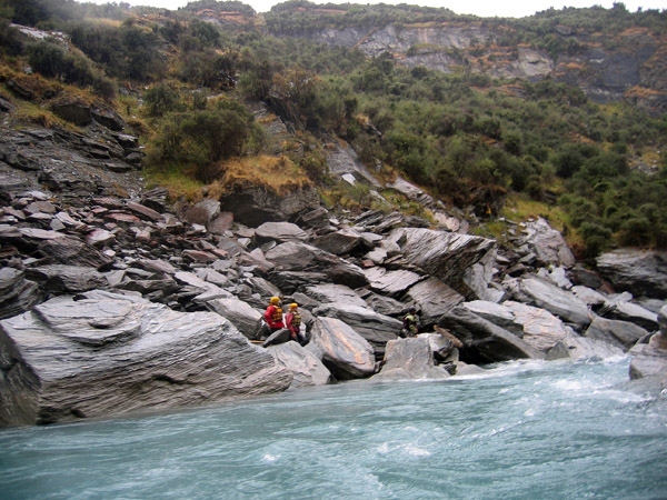 Stranded rafters, Shotover River