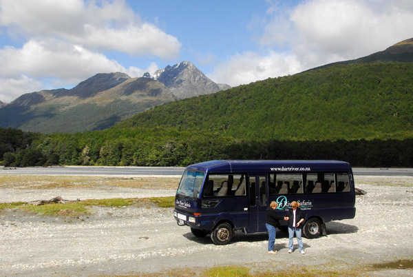 The bus for the ride to the nature walk and return to Glenorchy