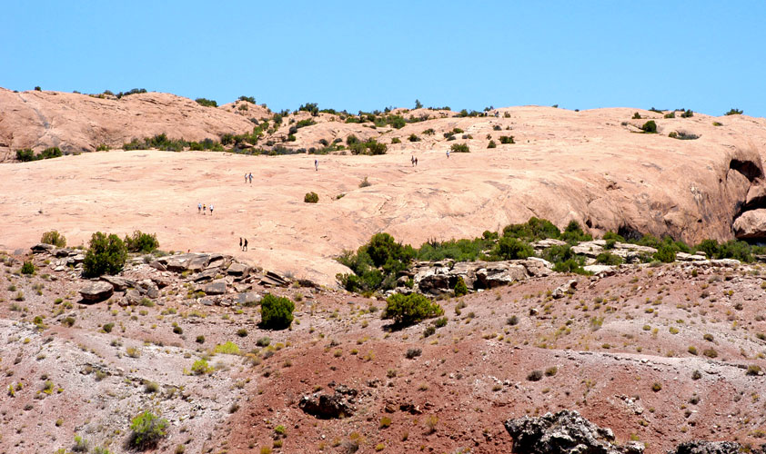Hikers on the sandstone
