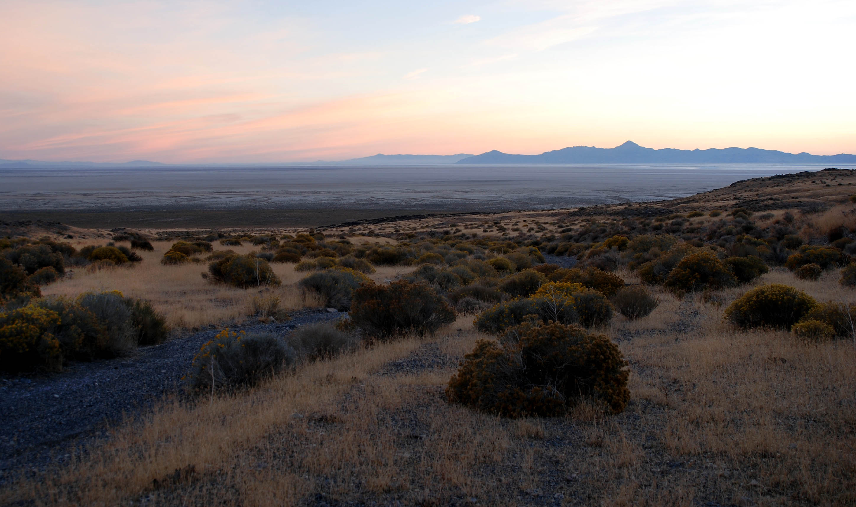 Sunrise over the playa and Newfoundland Mountains