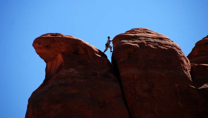 Climber atop the The Penguins