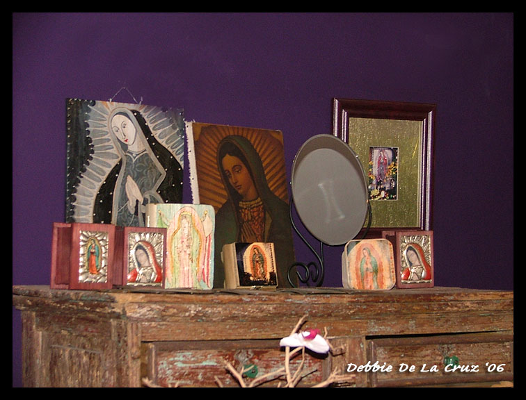 3 of my boxe on display with other Virgen art work at the Cactus Gallery in Eagle Rock, Ca.