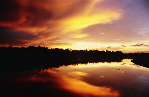 Sunset over Damuan River in Bengkurong, Brunei Darussalam