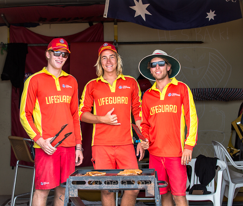 Newport Beach lifeguards having a barbie
