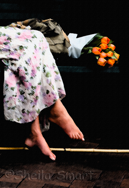Woman with tulips