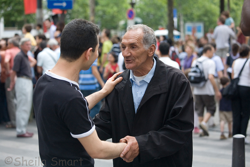 Two men in street