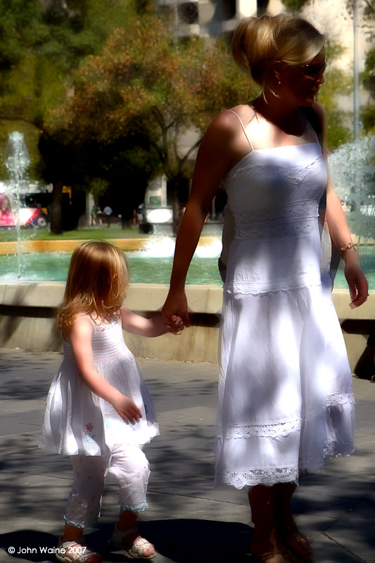 Mother and Daughter Keeping Cool