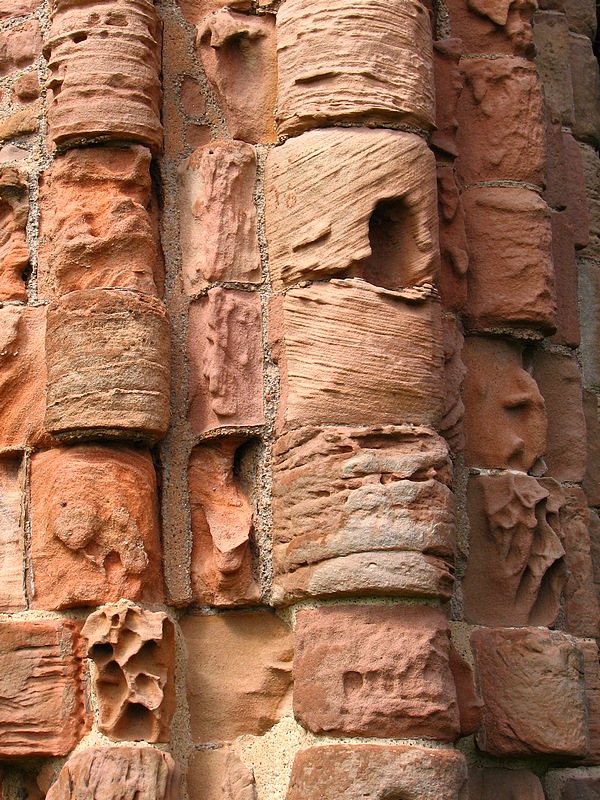 Close up of Stonework Holy Island Priory.