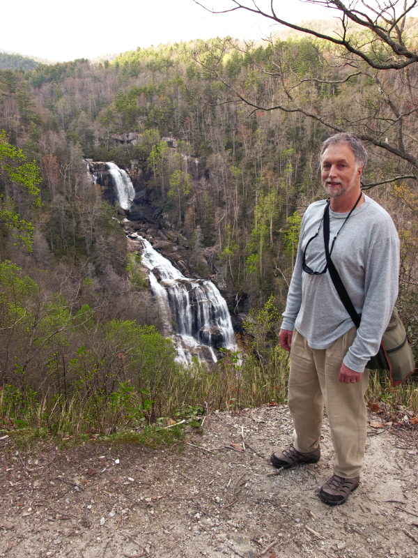 Eric standing on ledge .5 miles from tallest waterfall east of the Rocky Mtns. - Whitewater Falls, NC