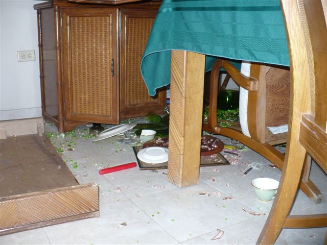 dishes broken on the floor