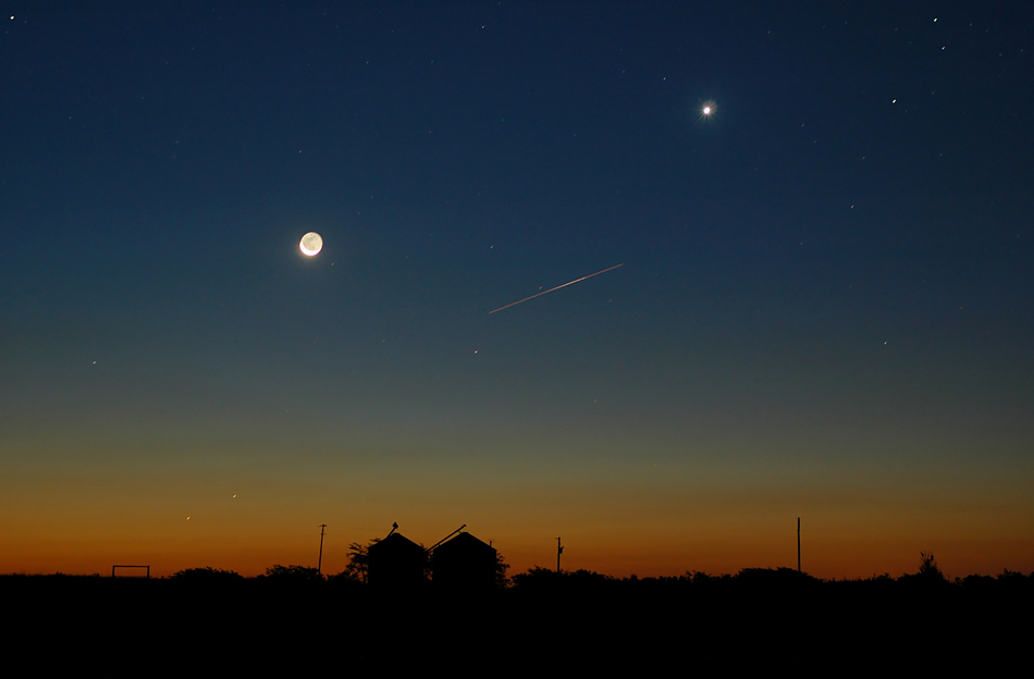 Moon & Venus with International Space Station