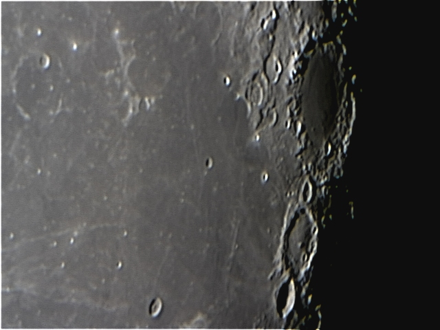 Webcam image, incl. craters Grimaldi & Hevelius