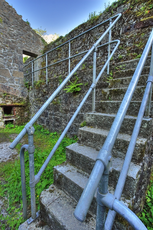 Railing and Steps, Derelict Clay Dry, Pontsmill