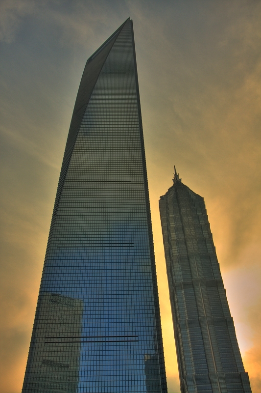 The World Financial Centre (left) and Jin Mao Buildings in Shanghai