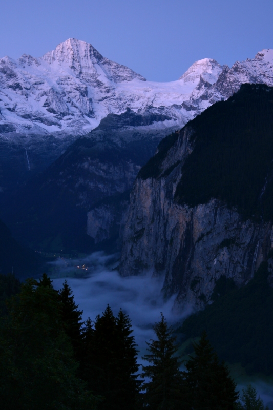 The Breithorn & Lauterbrunnen valley before dawn
