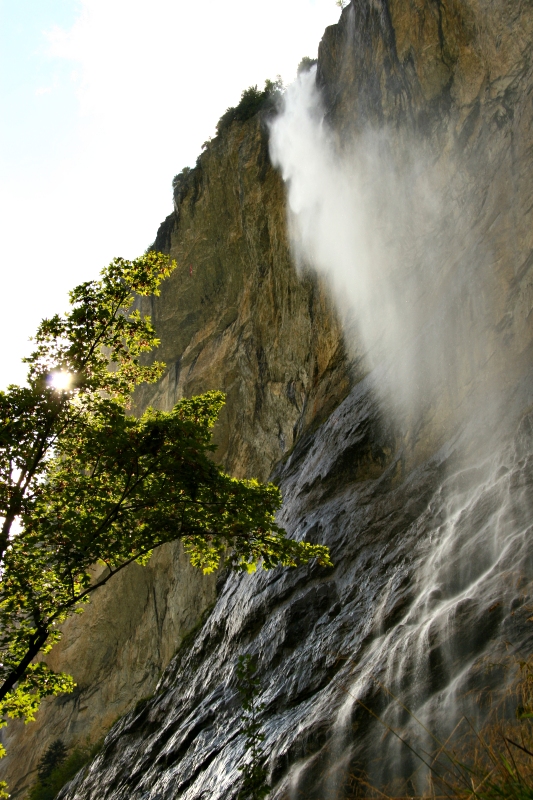A view up the Staubbach Falls
