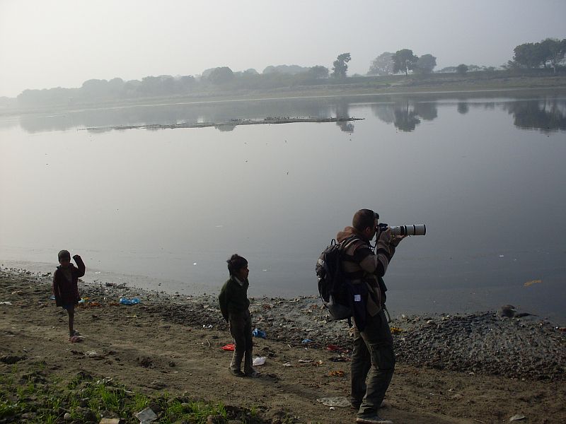 Thomas birding near the Yamuna river in Agra