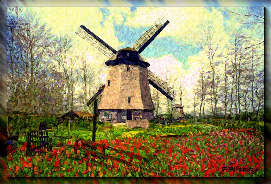 The Holland Windmill in Spring by Katra