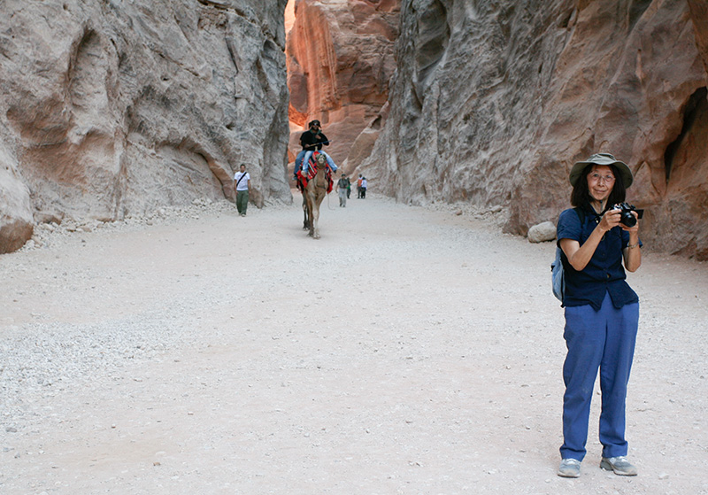 Behind me, a camel for tired tourists