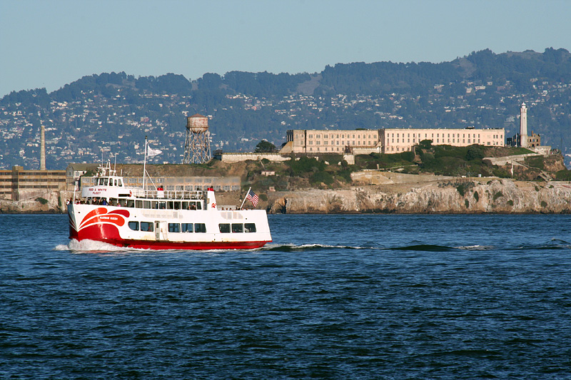 Alcatraz and passing boat