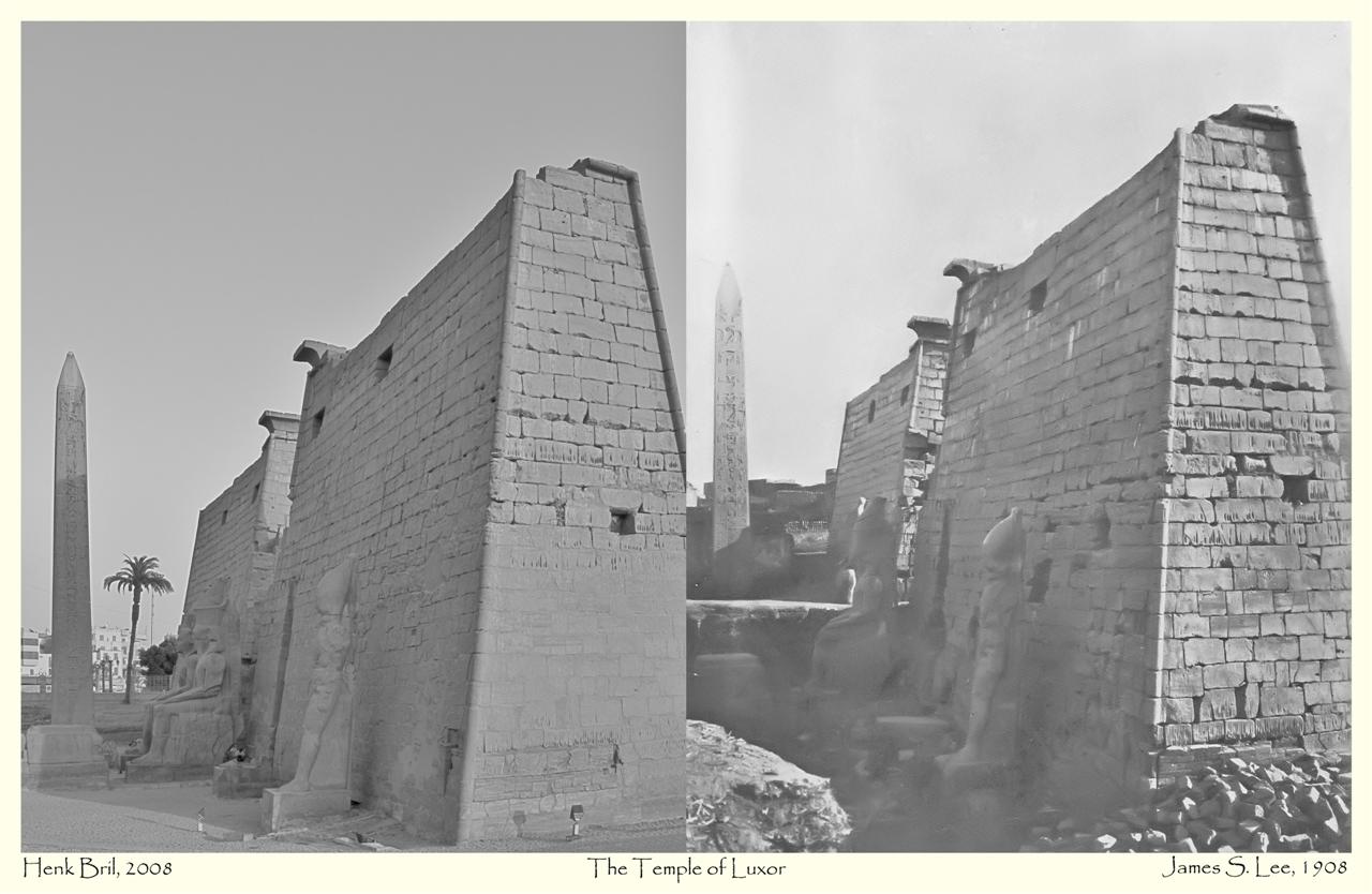 The Temple of Luxor in 1908 and in 2008