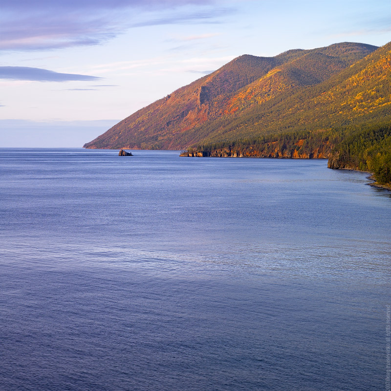 Lake Baikal: View to Primorsky Range & Cormorant Stone Island