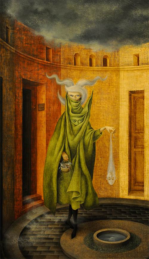 Mujer saliendo del psicoanalista - Remedios Varo