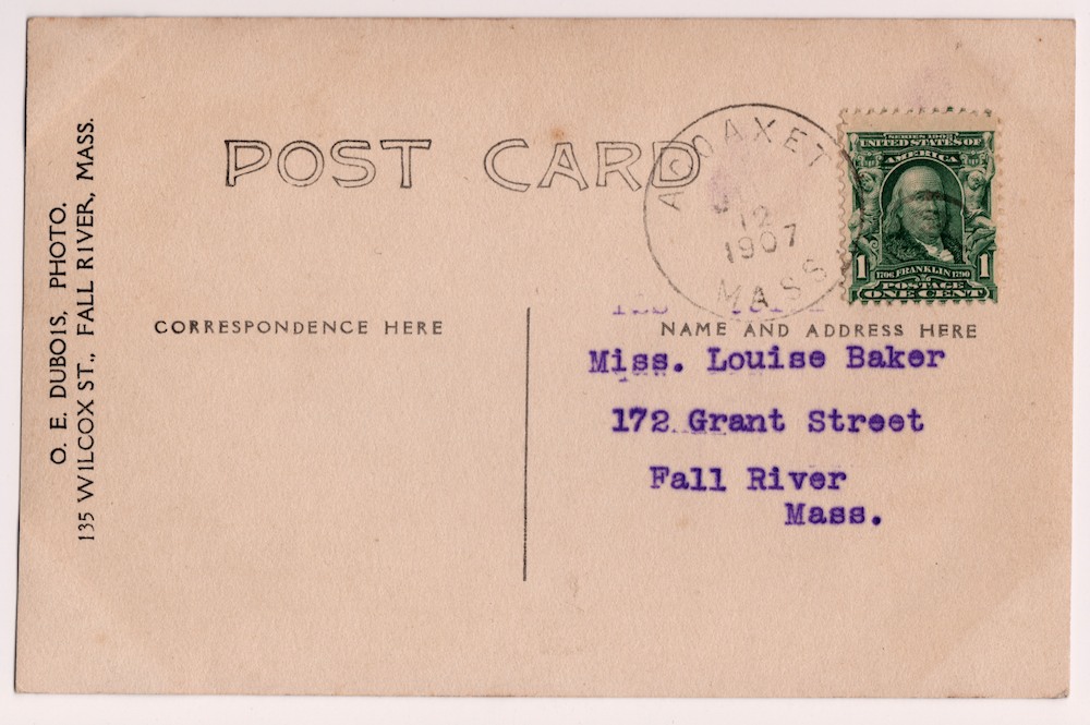 1103 Horseneck. Westport. Mass. copy A reverse