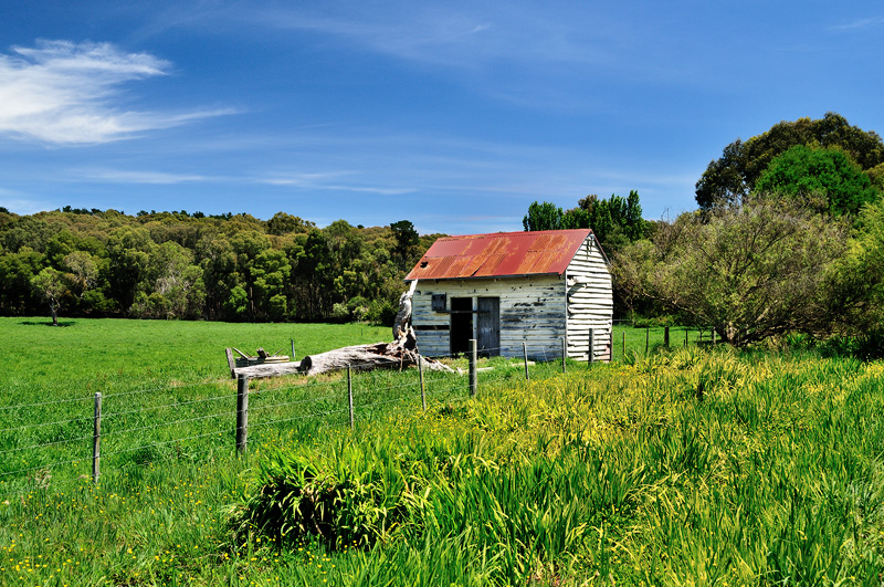 Farm hut in spring