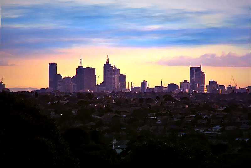 Melbourne City sunset