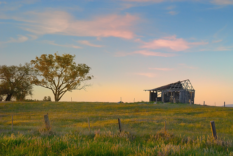Abandoned shack at dusk
