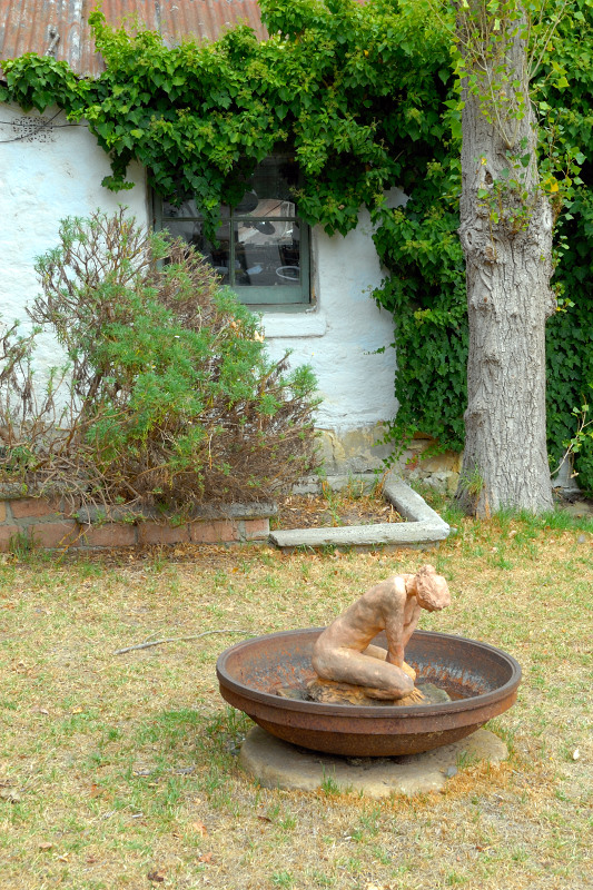 Bird bath on the lawn
