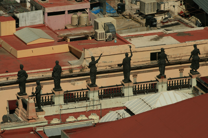 statuary on the Teatro Jurez from behind