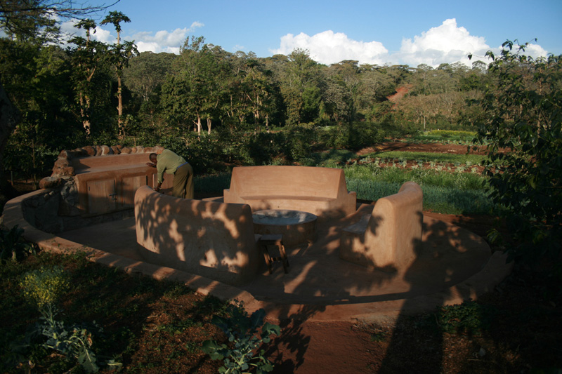 fire pit near the gardens