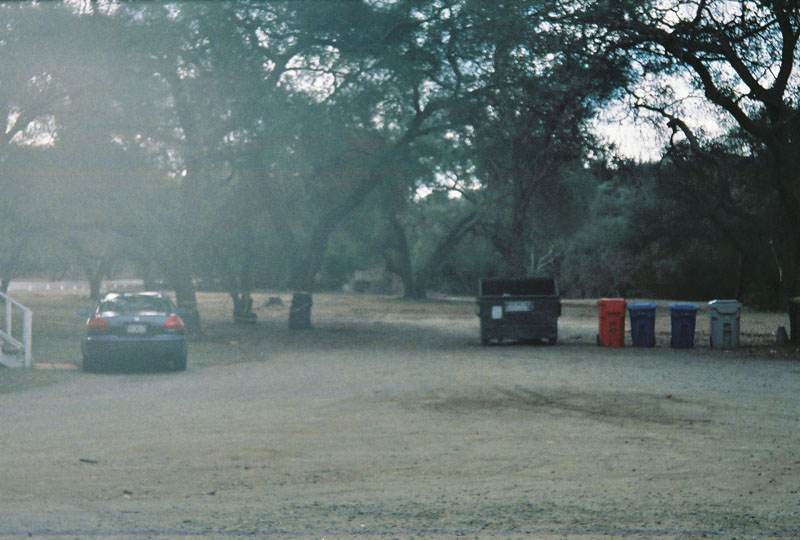 Looking up past the park.  We used to climb the large tree in the distance past the dumpster.