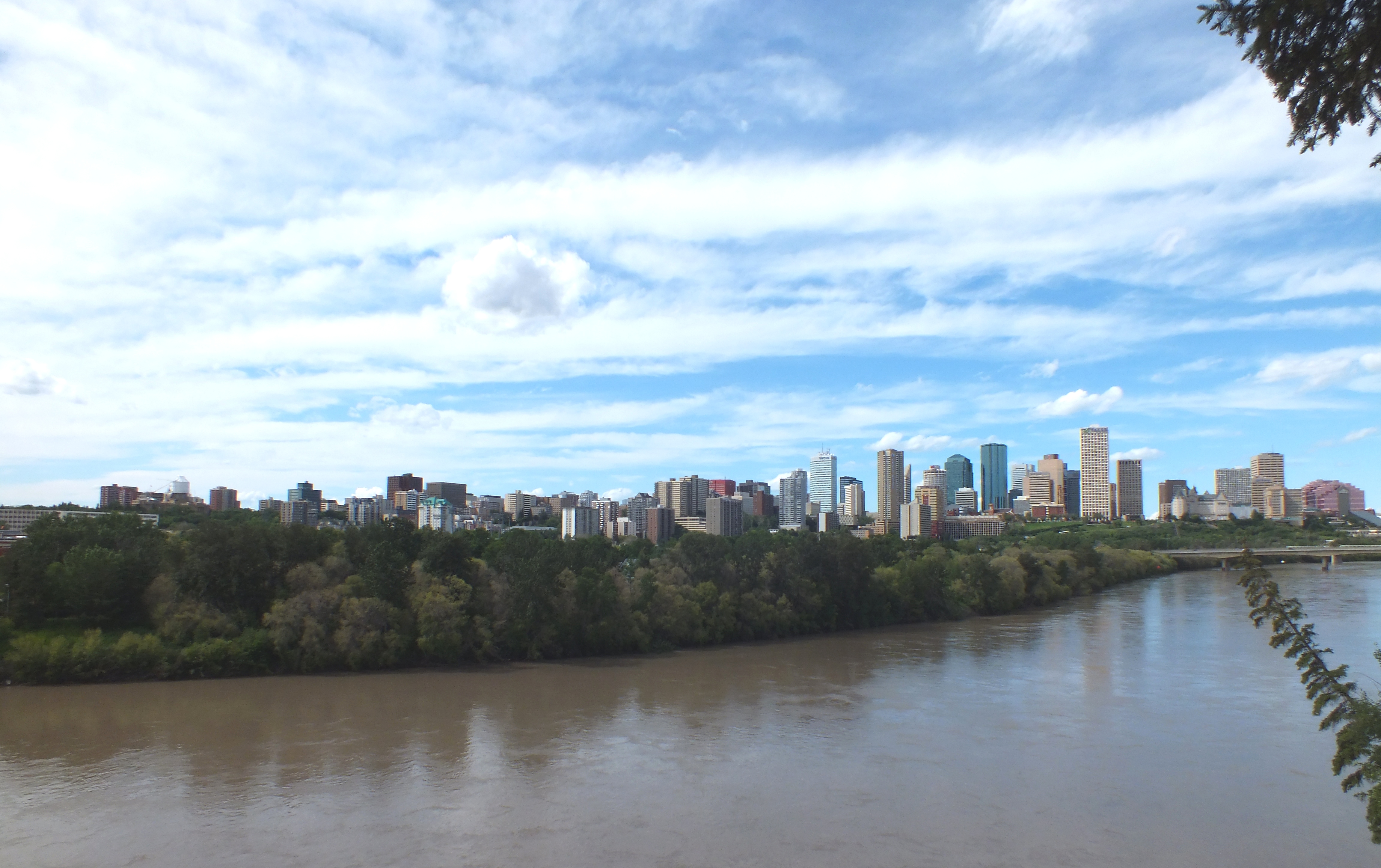 The spreading downtown along the muddy river