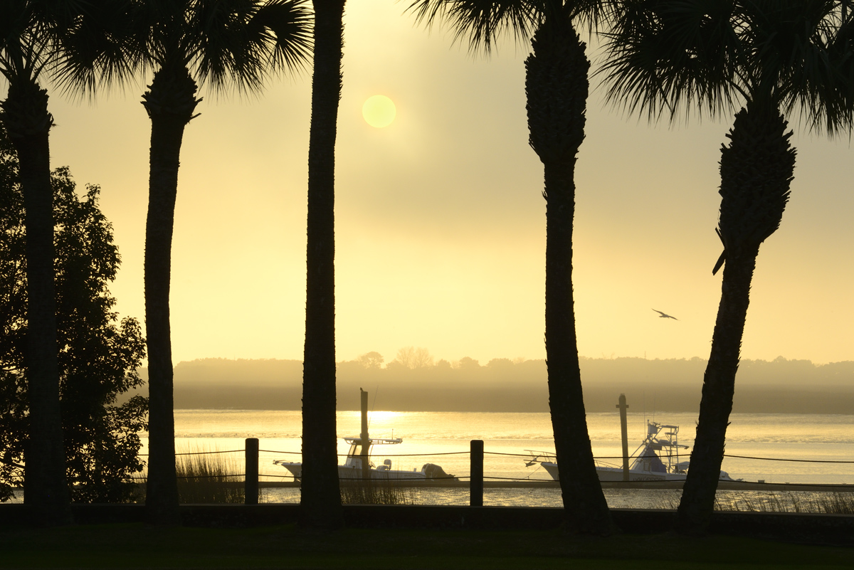 Sun setting over the Jekyll River