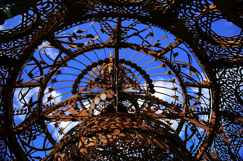 lattice work thru temple ceiling